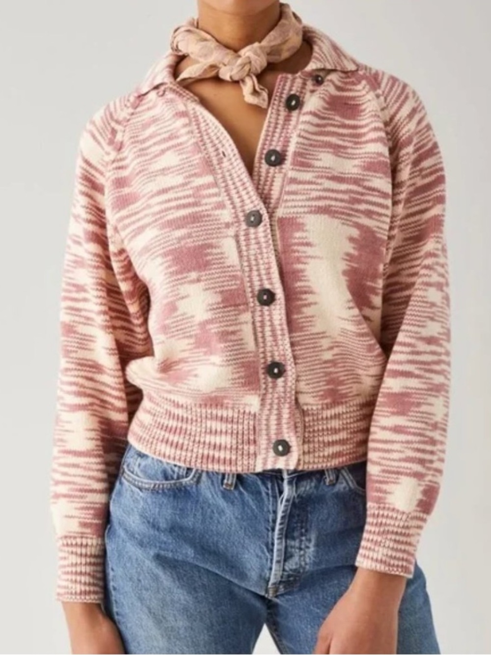 Misha& Puff Classic Cardigan in Rose Blush Space Dye